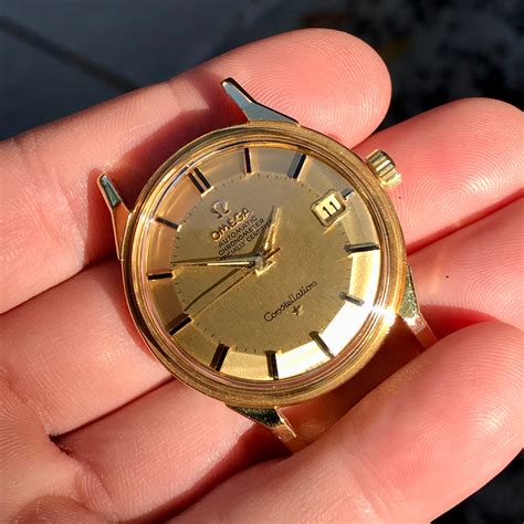 vintage omega constellation 18k gold mens watch|omega constellation 18ct yellow gold.